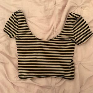 off the shoulder striped crop top